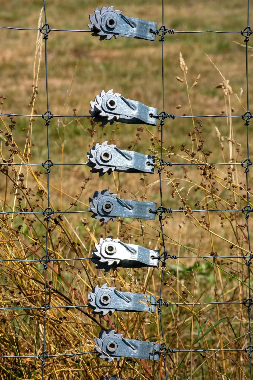 Electric fence hardware close-up