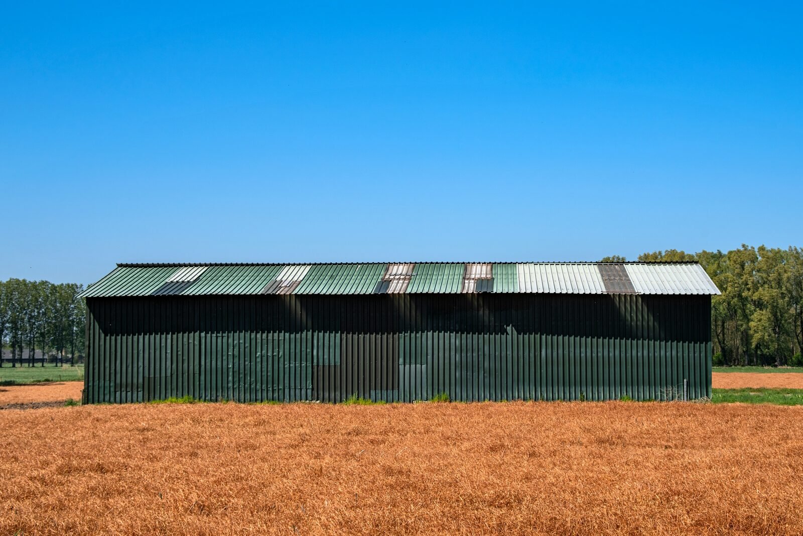 Metal building on rural property